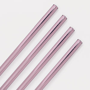 Rose Pink Glass Straw Set