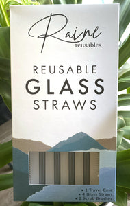 Storm Gray Glass Straw Set