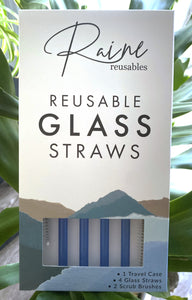 Ocean Blue Glass Straw Set